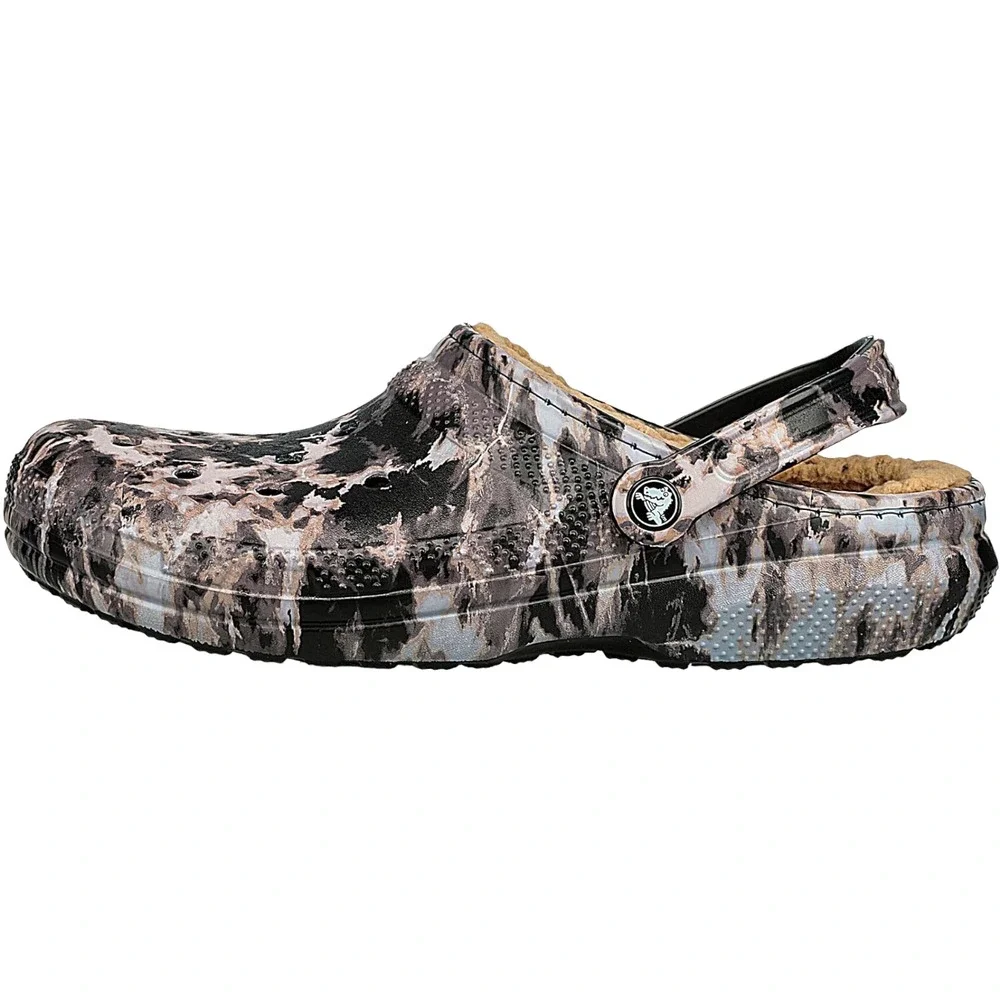 Crocs Classic Lined Tie Dye Clog Black/Bleach Dye Adult Men's Size 4 / Women's 6
